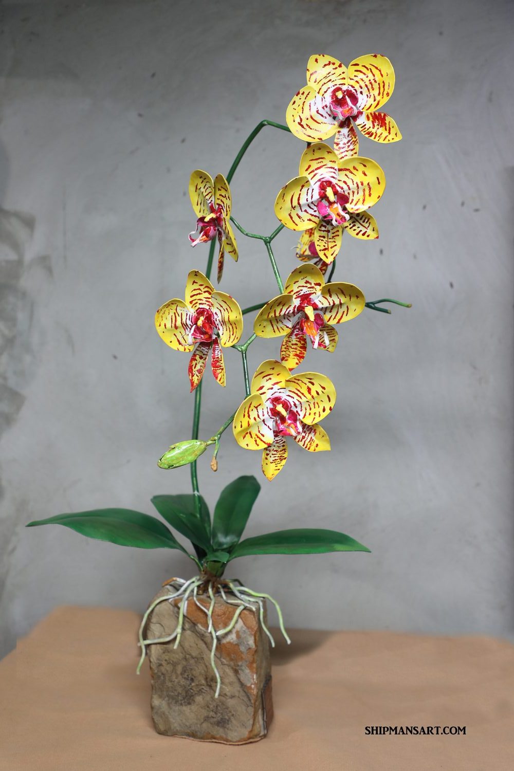 metal sculpture orchid flower shipman schaum